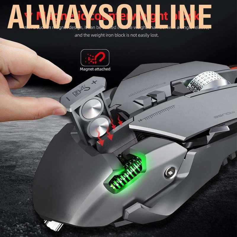 Chuột Gaming Alwaysonline Có Dây Đèn Led Nền 6400dpi 7 Nút Cho Win10