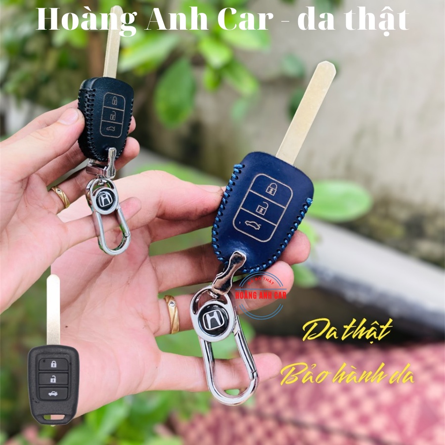 Bao da chìa khoá Honda Brio, City 2013-2015 chìa khoá cơ da thật khâu tay