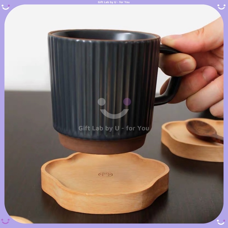 Lót cốc gỗ hình bàn chân mèo cưng xỉu