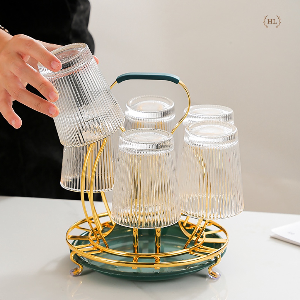 ÚP CỐC TRÒN CÓ KHAY HỨNG  | GIÁ ÚP LY CỐC SƠN TĨNH ĐIỆN KÈM KHAY HỨNG TRÒN HOME LUXURY DECOR PHONG CÁCH VINTAGE 2023 NEW