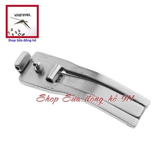 Khóa Kim loại đúc cao cấp cho dây đồng hồ kiểu Radô. Màu Trắng Bạc - Silver. Mặt đá.