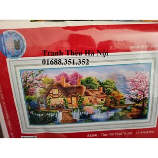Tranh thêu chữ thập phong cảnh mùa xuân 88848 114*64CM