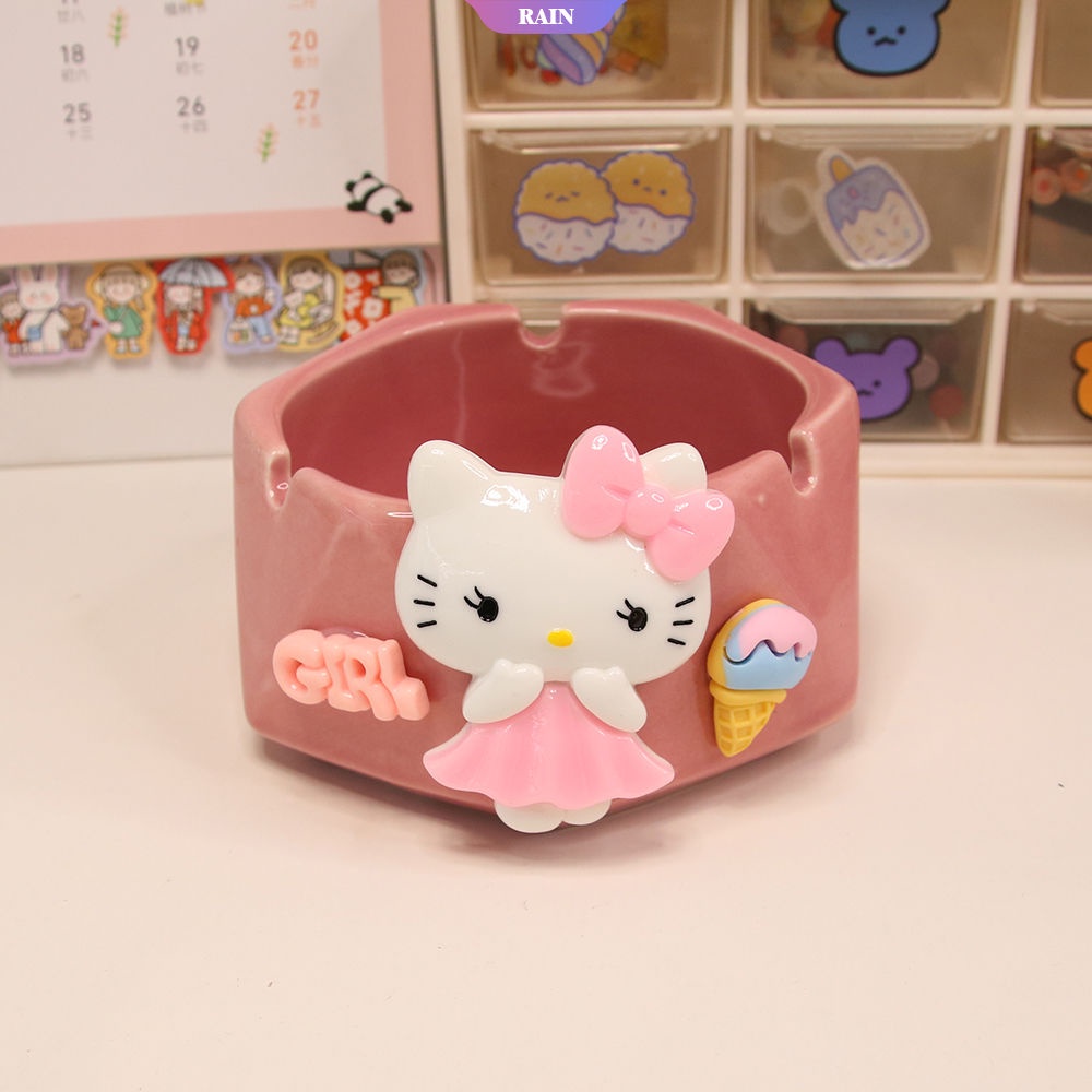 SANRIO Gạt Tàn Thuốc Bằng Sứ Hình Vịt Donald Daisy Hoạt Hình Trang Trí Phòng Khách
