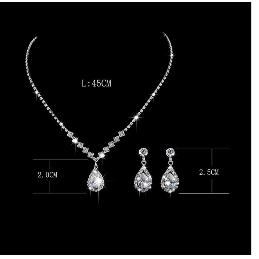 BỘ TRANG SỨC GIỌT NƯỚC MẮt THIÊN THẦN KIM CƯƠNG ZIRCON SANG TRỌNG QUÍ PHÁI BTSANGELTEAR