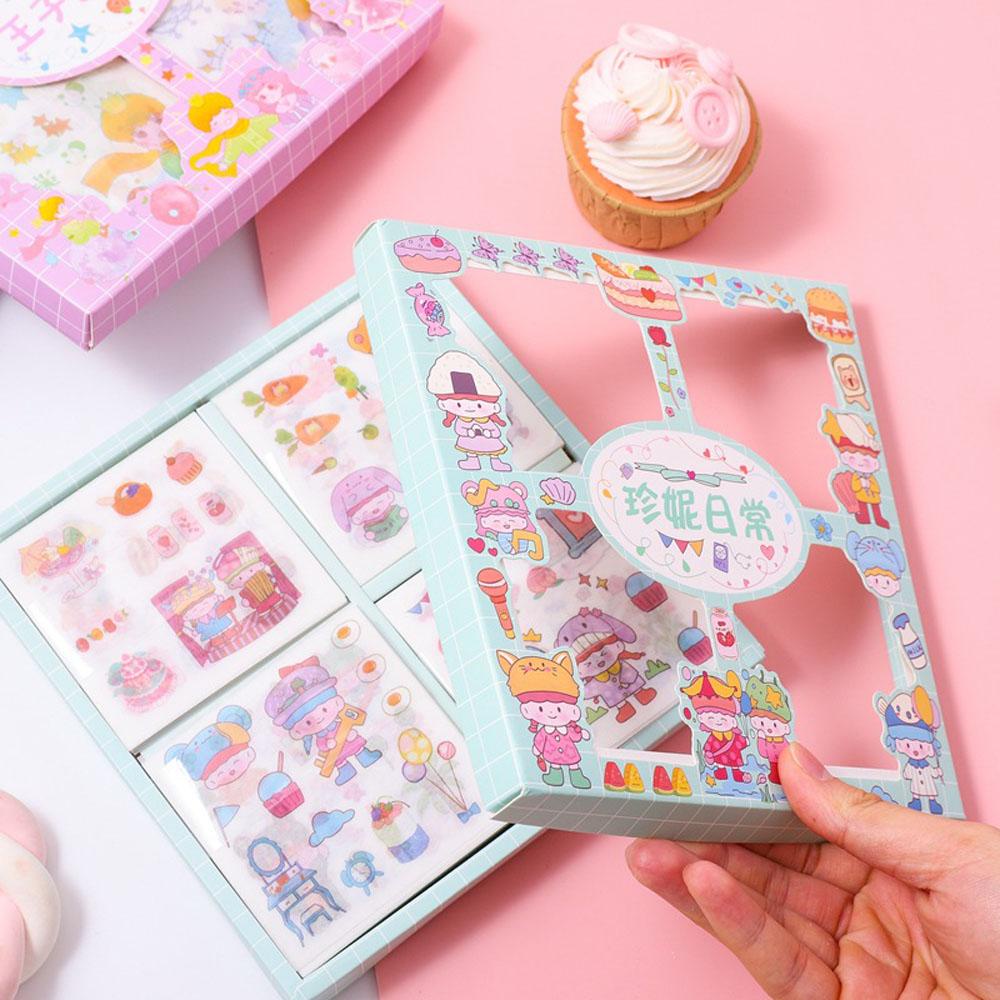 PEWANY Bộ Nhãn Dán Họa Tiết Hoạt Hình Xinh Xắn Trang Trí Hộp Quà
