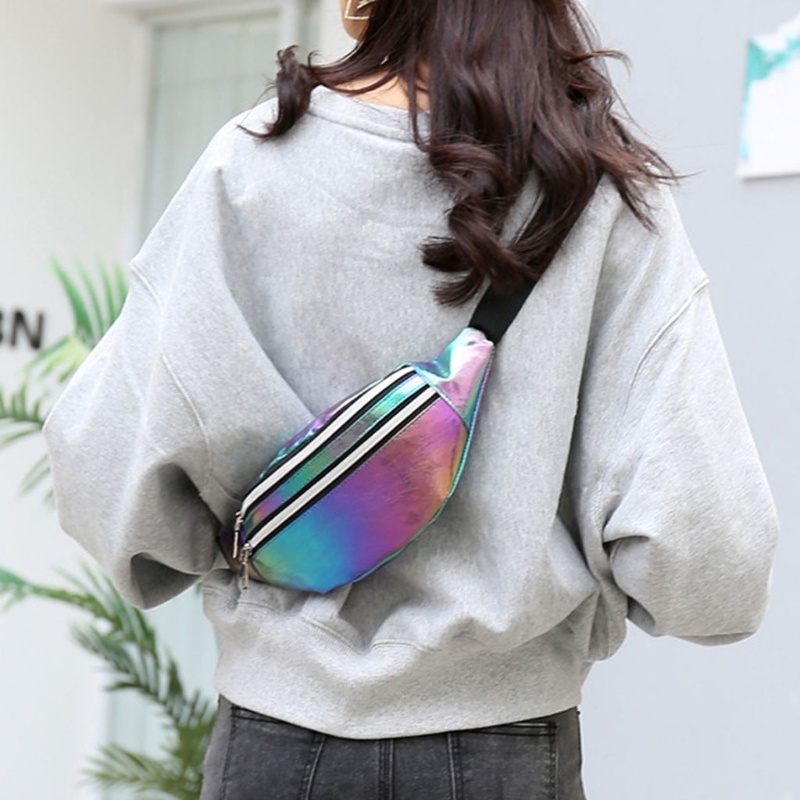 Túi Da PU Đeo Hông / Thắt Lưng Màu Hologram Thời Trang Đi Biển Cho Nữ