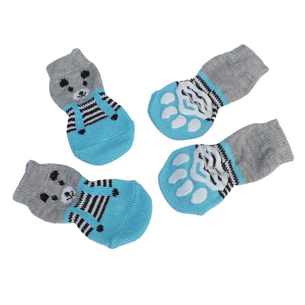 4 Vớ cotton chống trượt họa tiết giáng sinh cho thú cưng