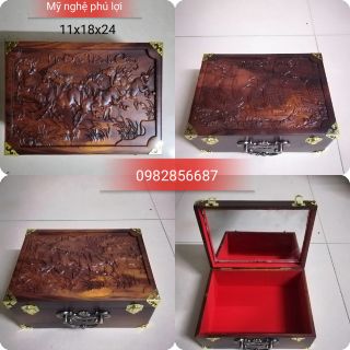 Hộp đựng trang sức con dấu gỗ cẩm lai (hàng víp tuyển)