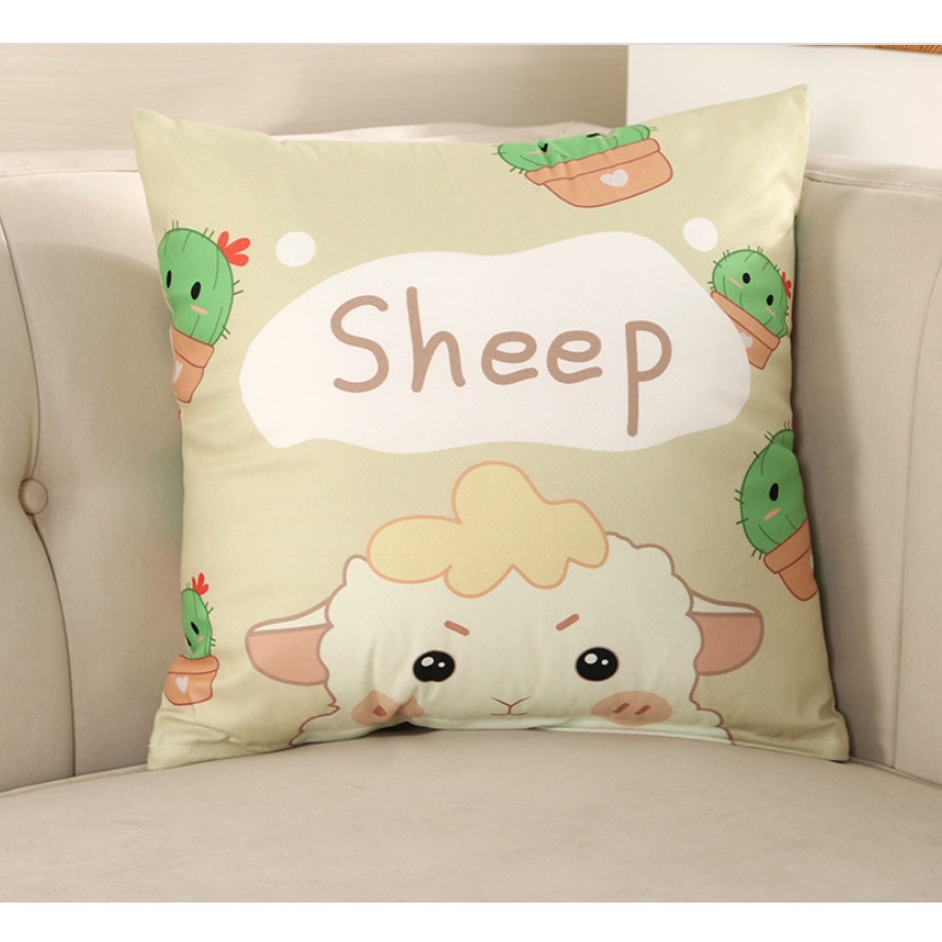 Gối vuông trang trí sofa, gối tựa lưng phong cách Cartoon size 45x45cm - Carrot Decor