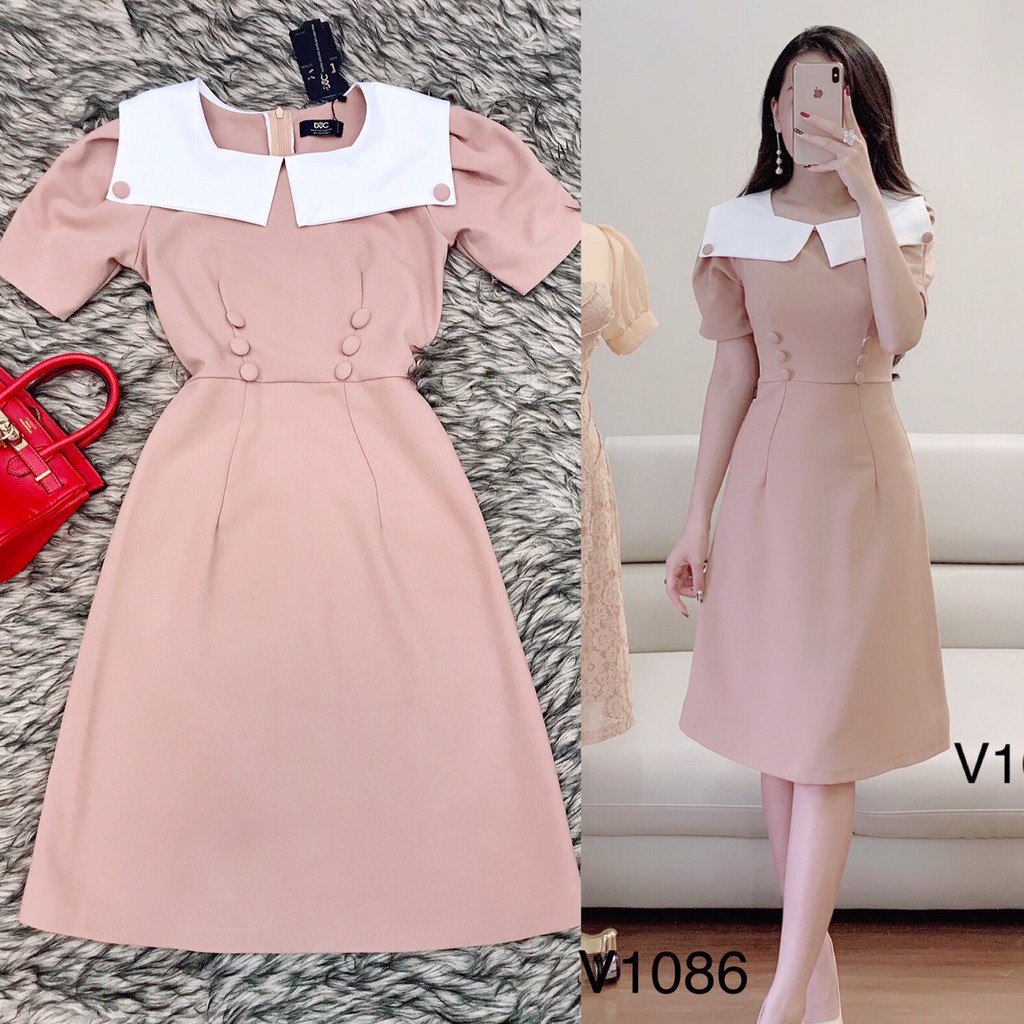 [ xả kho ] MiD Mie Design - Đầm be hàng thiết kế V1086  ảnh thật