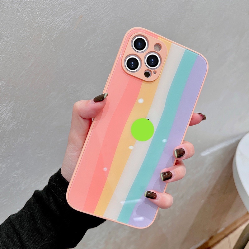 Ốp Lưng Điện Thoại cầu vòng Kính cường lực cho IP 6plus/7plus/8plus/X/Xsmax/11/11promax/12/12pro/12promax