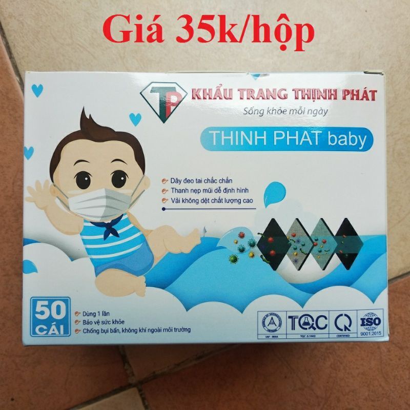 (Hộp 50 cái) Khẩu trang y tế Trẻ em Thịnh Phát (4 Lớp, Hàng chính hãng)