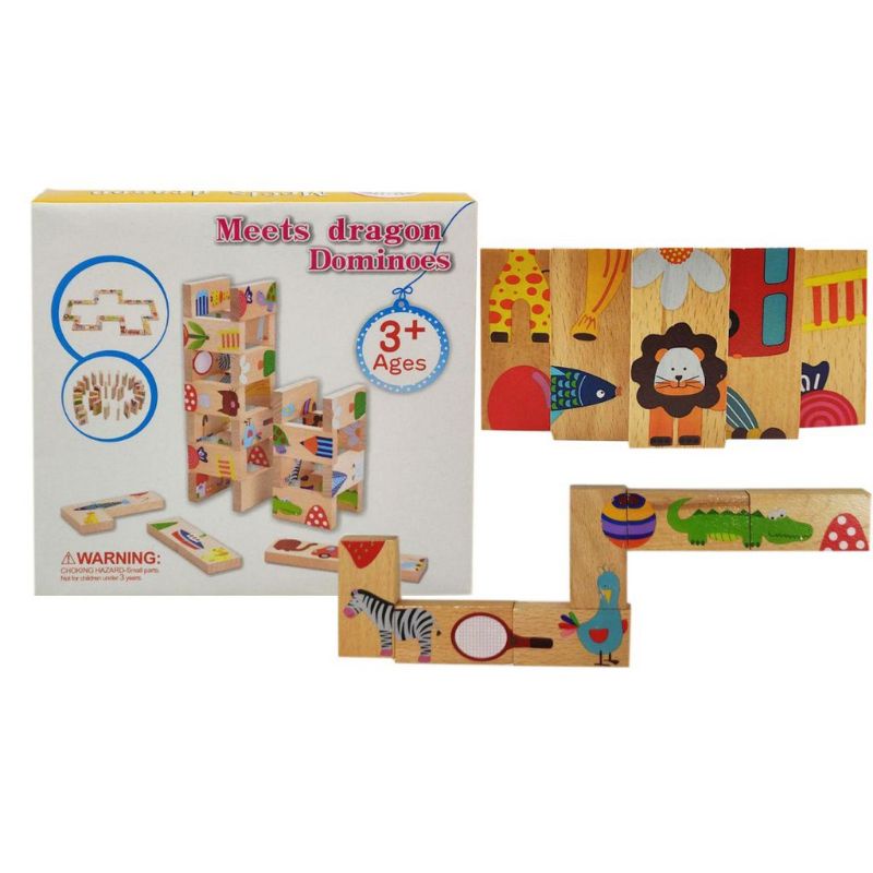 Bộ đồ chơi Domino cho bé 28 chi tiết, đồ chơi gỗ chất liệu an toàn - Soleilshop