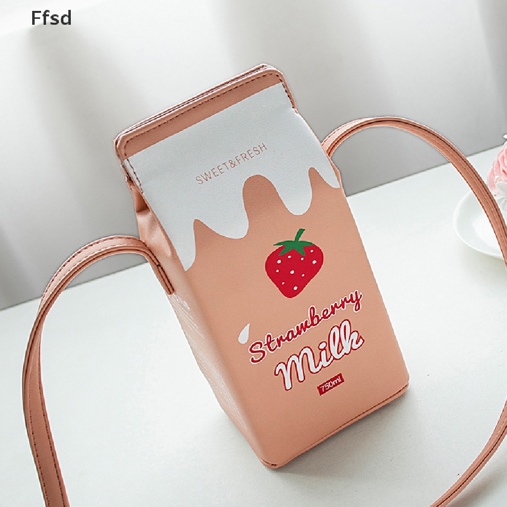 {Ffsd} Túi Đeo Chéo Vai Hình Hộp Sữa Chuối Dâu Tây Bán Chạy Cho Nữ