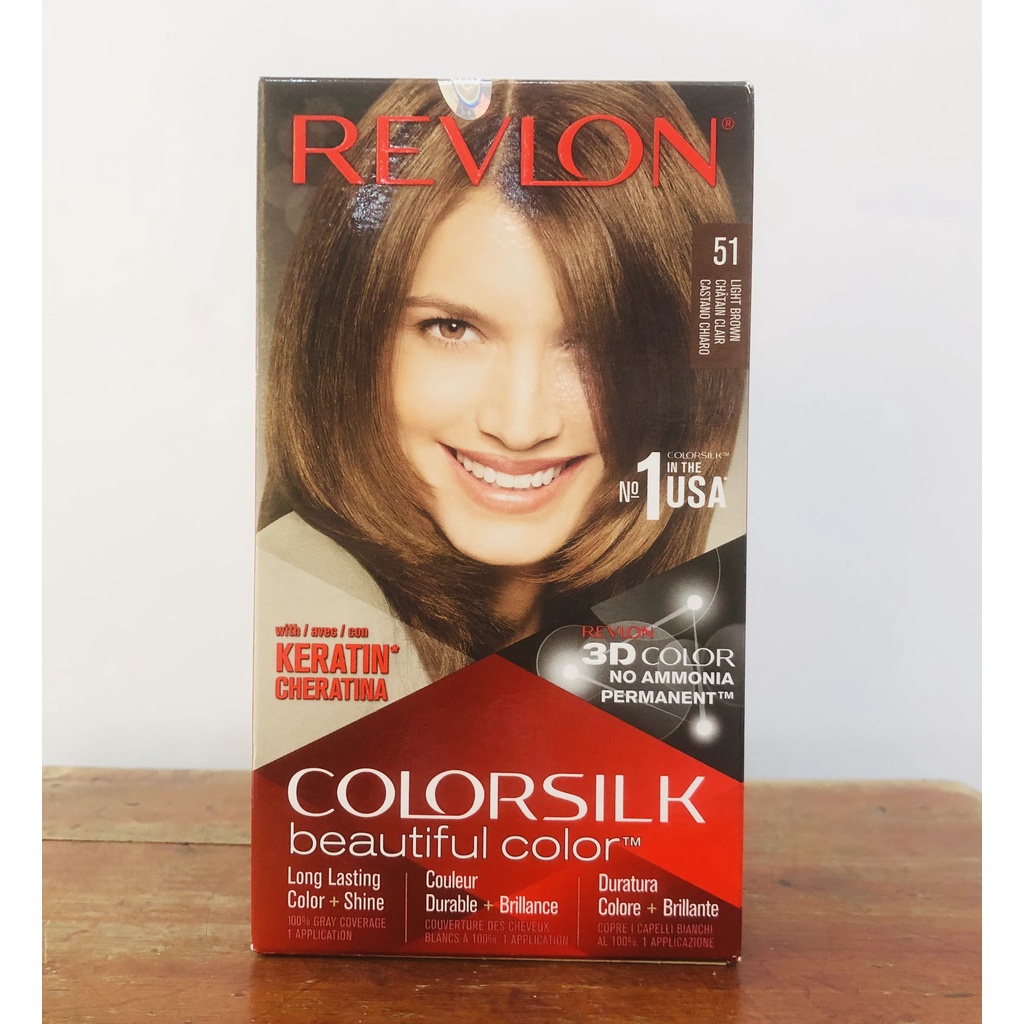 [ Số 51] Nhuộm tóc thời trang Revlon Colorsilk 3D hàng công ty với Keratin cho tóc bóng mượt và óng ánh Xuất xứ: hàng c