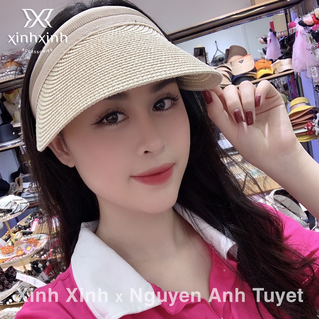 Mũ cói nửa đầu lưỡi trai trơn - Xinh Xinh Accessories