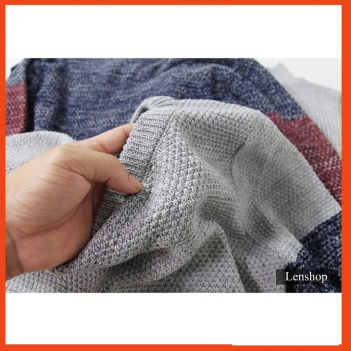 Áo Len Nam dài tay Cổ Tròn Gạo Phối Tay AL70