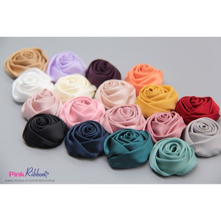 Hoa hồng lụa cuộn cỡ lớn 4.5cm làm hoa cài áo, hoa đính áo, váy, phụ liệu may mặc, thời trang, phụ kiện thời trang