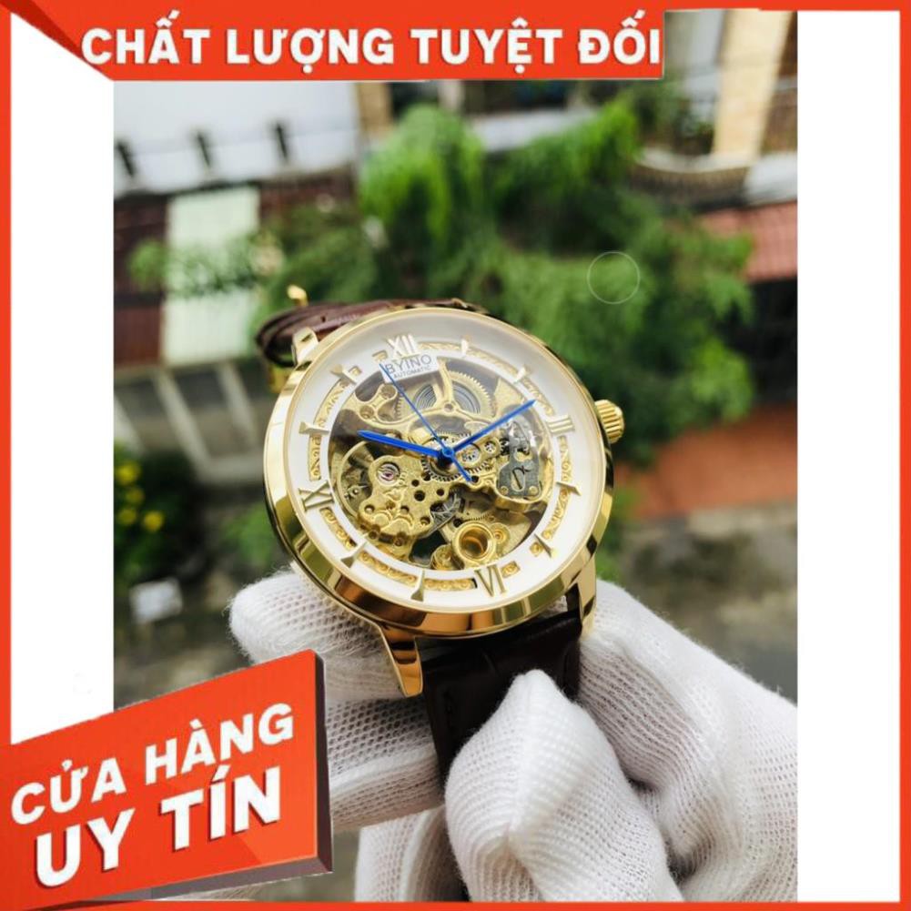 đồng hồ nam BYINO chính hãng automatic dây da cao cấp (tặng kèm hộp)