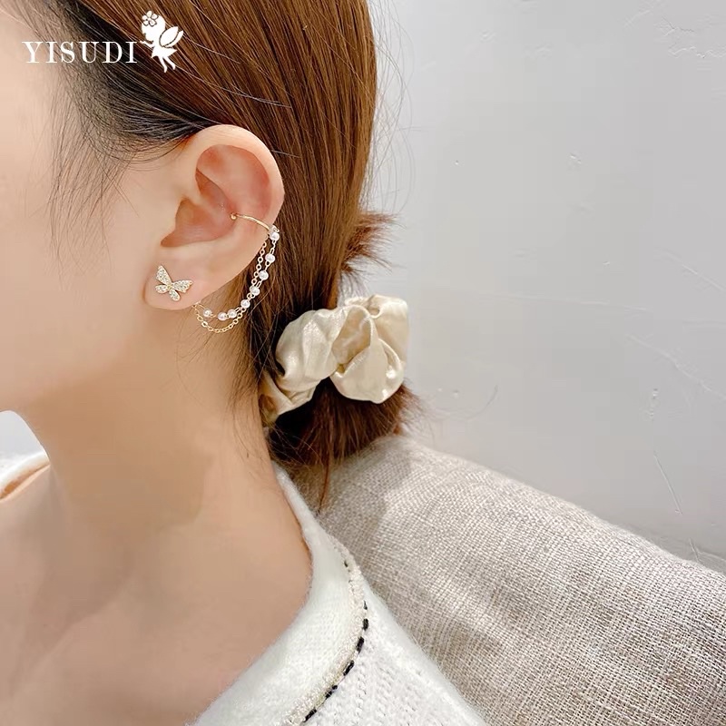 bông tai bất đối xứng , khuyên tai hình bướm dễ thương phong cách hàn quốc