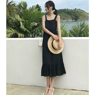 Đầm váy freesize đen 2 dây nơ sau