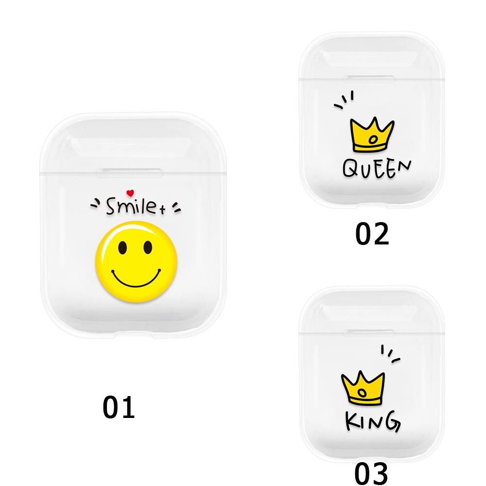 Vỏ bọc PC cứng cho hộp đựng tai nghe Airpods 1 2 họa tiết vua và nữ hoàng