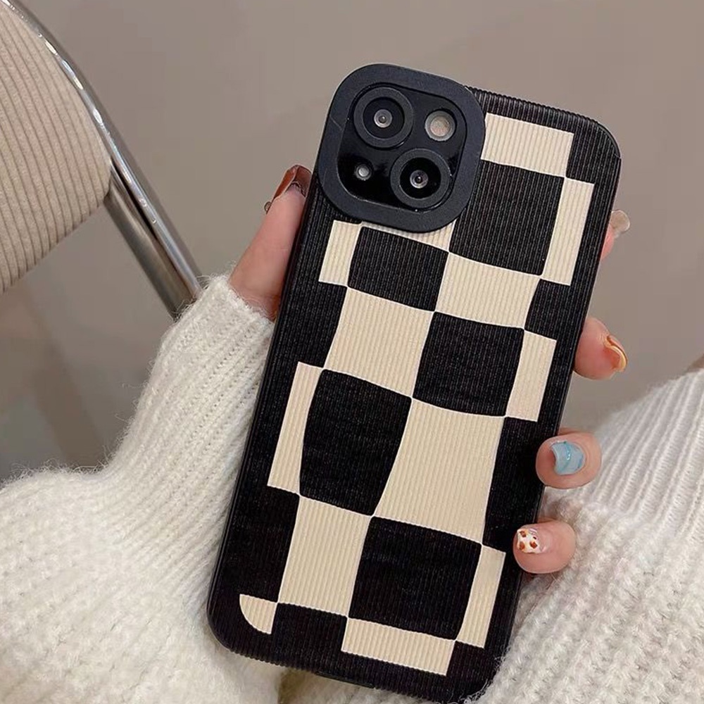 Ốp Điện Thoại TPU Mềm Chống Sốc Họa Tiết Sọc Caro Trắng Đen Cho Iphone 14 Pro Max 11 7Plus 13 12 11 Pro Max X XS Max XR