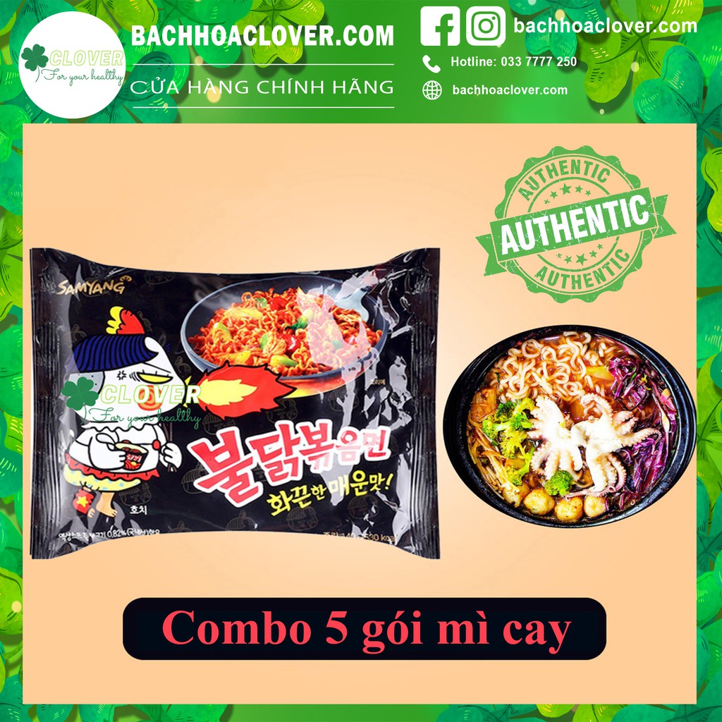 Combo 5 gói mì cay Samyang hàn quốc túi 140g siêu cay và dinh dưỡng - Bách hóa Clover