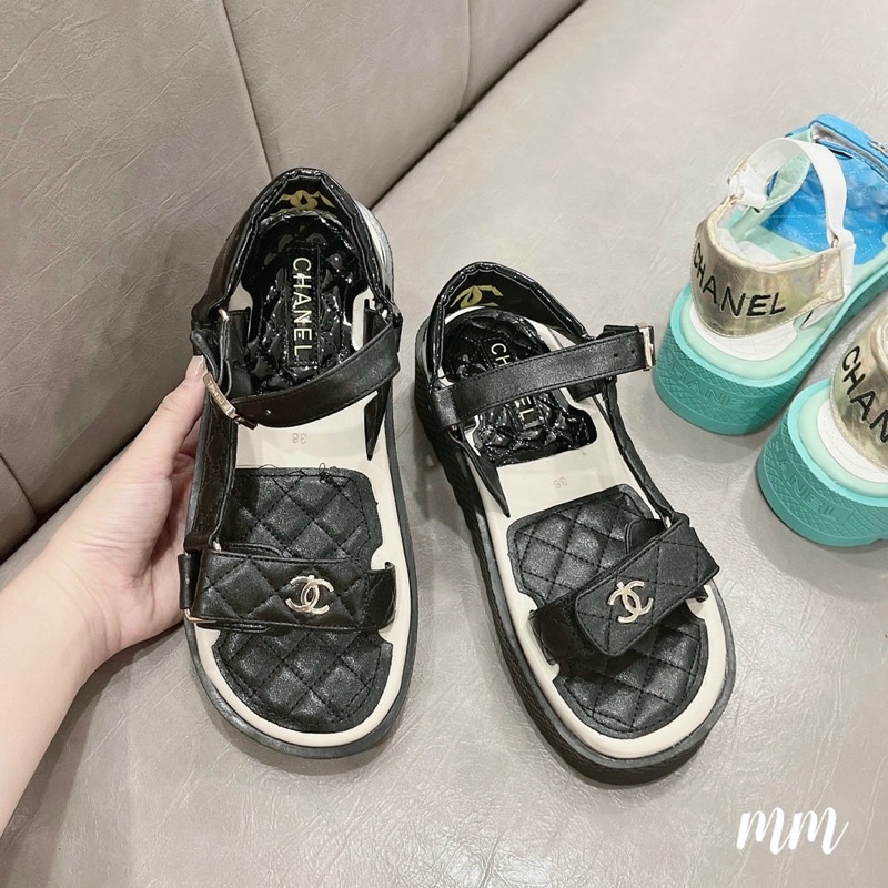 Sandal thể thao cn quai dán ngang phối màu đế cao fullbox