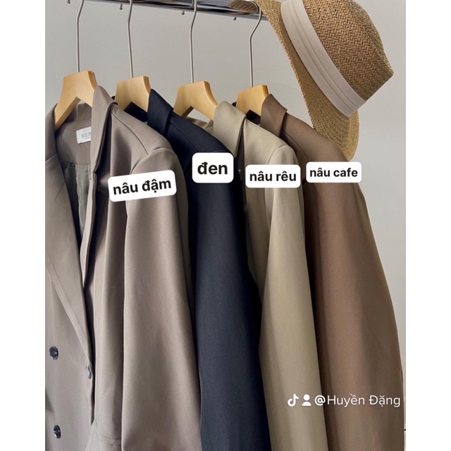 Áo Blazer dáng dài kèm đai 2 lớp