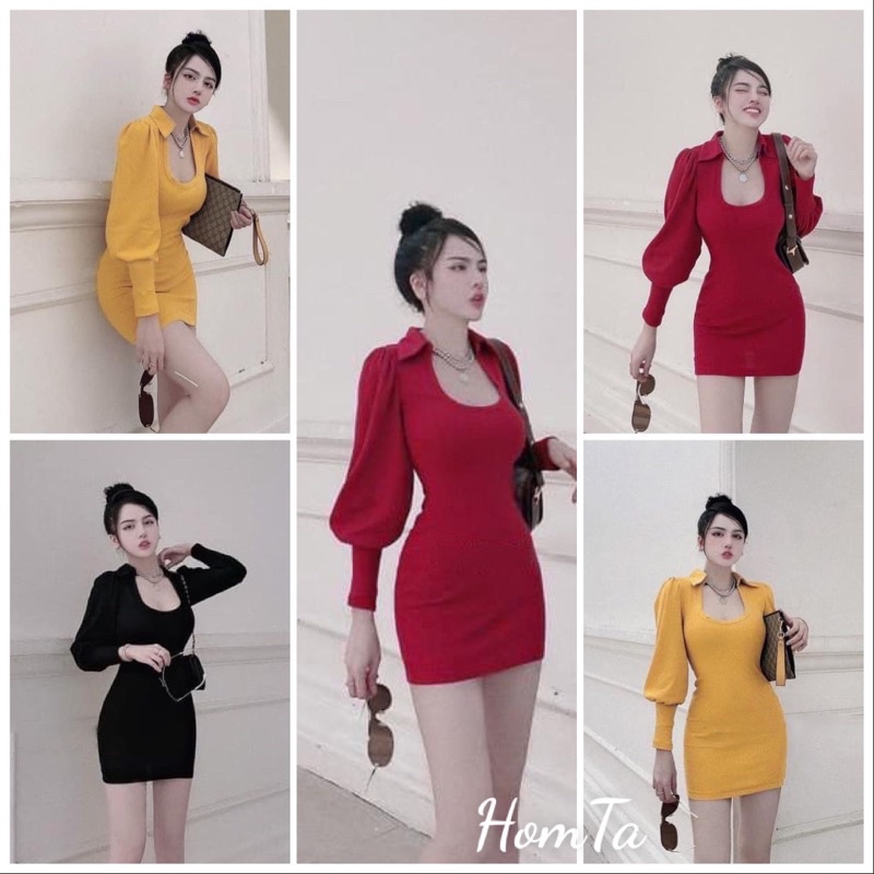 Đầm Body Tay Phồng Cách Điệu