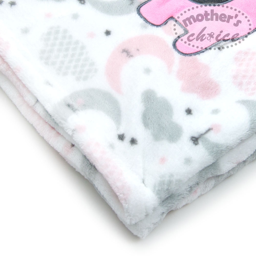 Chăn lông cừu mềm nhẹ có hình voi màu hồng đáng yêu 75x100cm Mother’s Choice - kèm móc nhựa IT3138