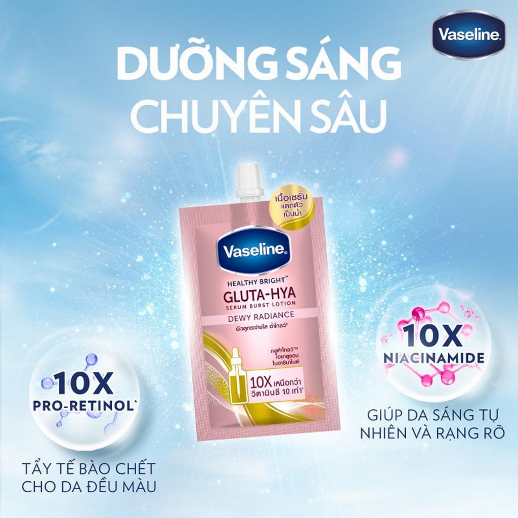 Sữa Dưỡng Thể Vaseline Gluta Hya 10x 30ml Gói Nhỏ Màu Hồng Trắng Da Ngăn Ngừa Lão Hóa