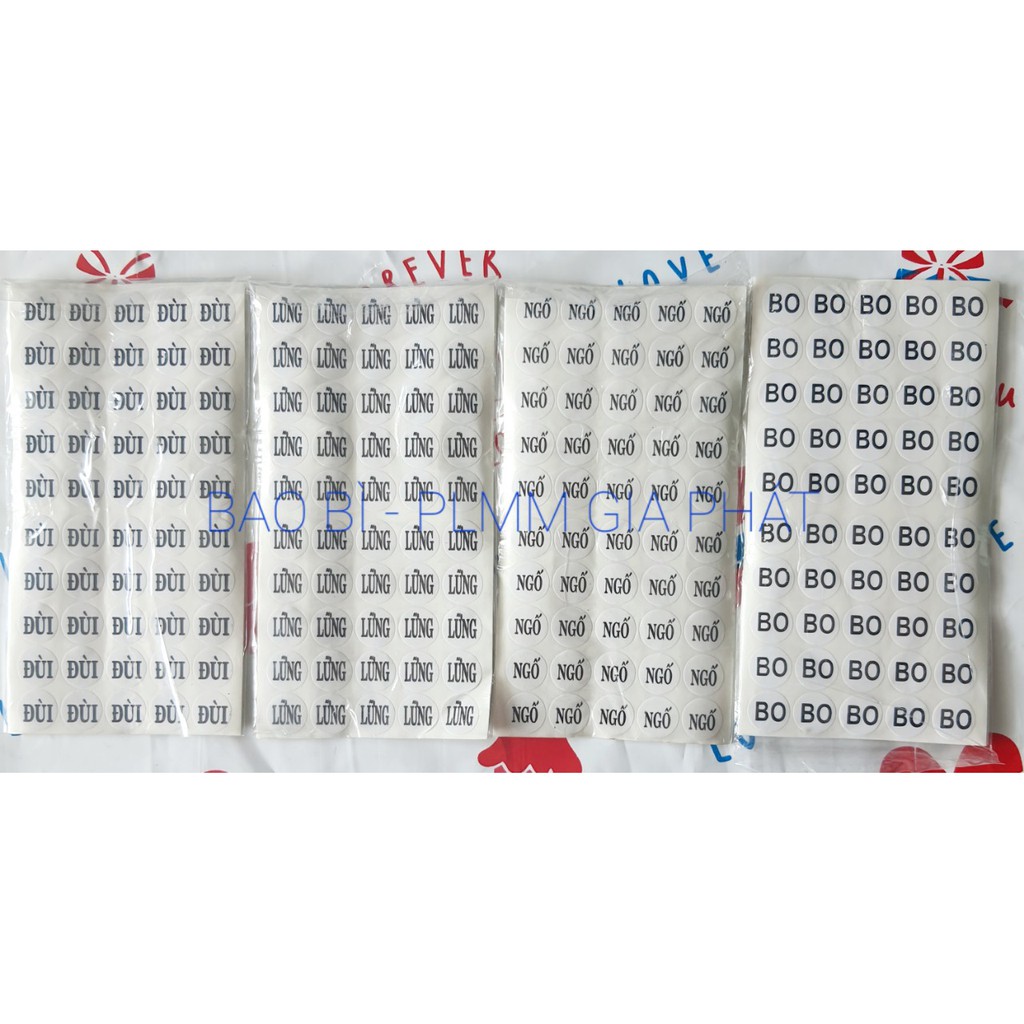 SIZE DECAL  DÁN THẺ BÀI QUẦN ÁO