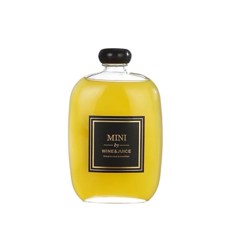 Chai thuỷ tinh 350ml dáng dẹt đựng rượu, cafe, nước ép, trang trí decor..