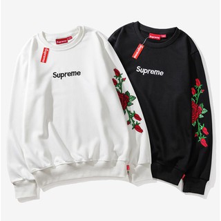 Áo Sweater Vải Cotton Cổ Tròn In Chữ Supreme Thời Trang Cho Nam Nữ