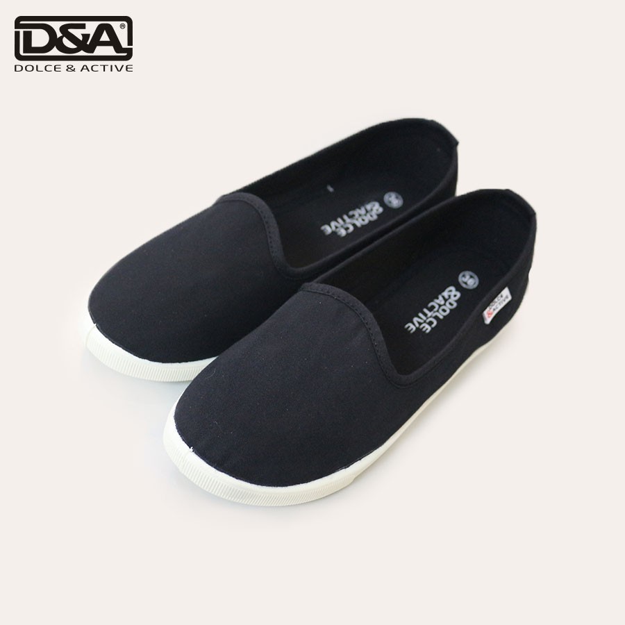 Giày slipon nữ D&A EPL1704 xanh bò và đen