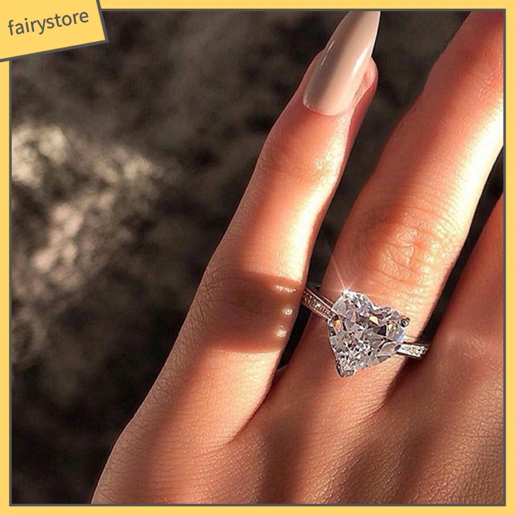 Nhẫn Hợp Kim Đính Đá Hình Trái Tim Sang Trọng Cho Nữ