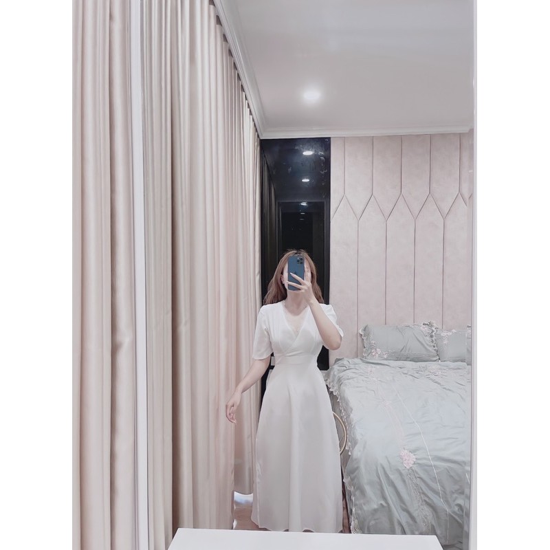 BÁN SỈ VÁY TRẮNG CỔ V PHỐI REN CHO NỮ | BigBuy360 - bigbuy360.vn