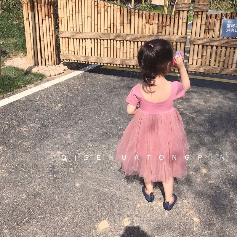 Đầm Múa Ba Lê Hai Dây Vải Lưới Mềm Mại Thời Trang Mùa Hè Cho Bé Gái