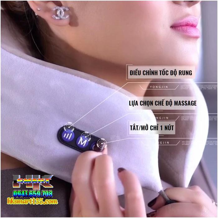 GỐI MASSAGE-ĐAI MASSAGE CỔ VAI GÁY NHẬT BẢN 1 Nút+3 NÚT ĐẦY ĐỦ CHẾ ĐỘ, LƯU THÔNG MÁU, THƯ DÃN