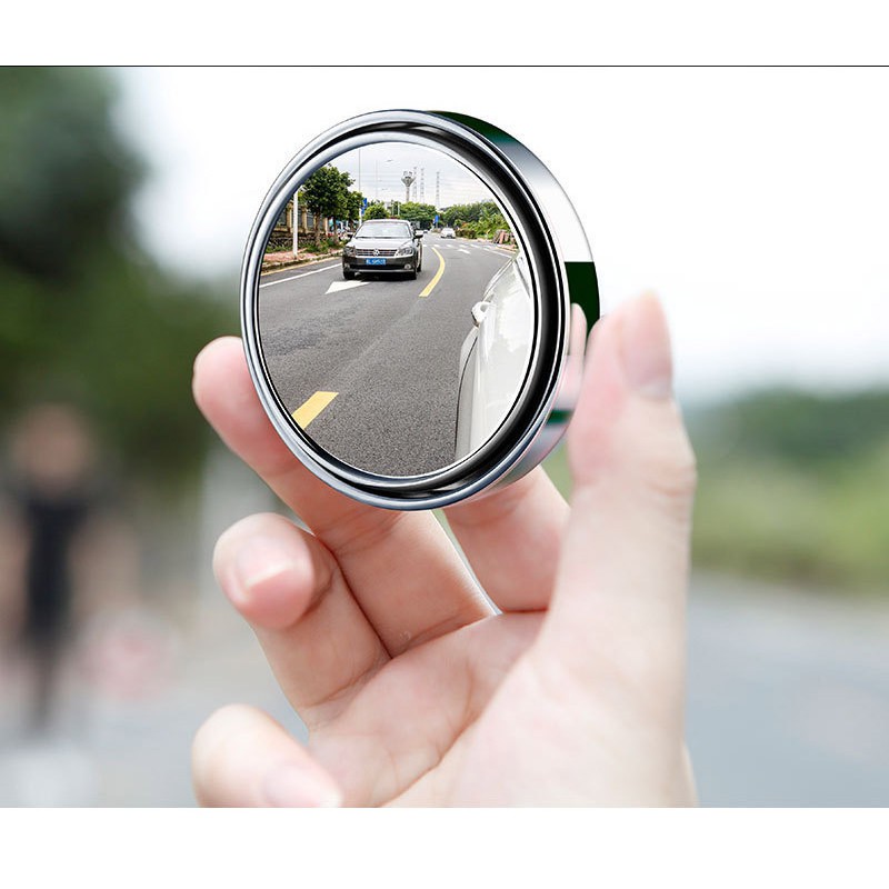 Gương cầu lồi 360 xóa điểm mù 5cm VIỀN BẠC, gắn kính chiếu hậu ô tô, có viền bạc