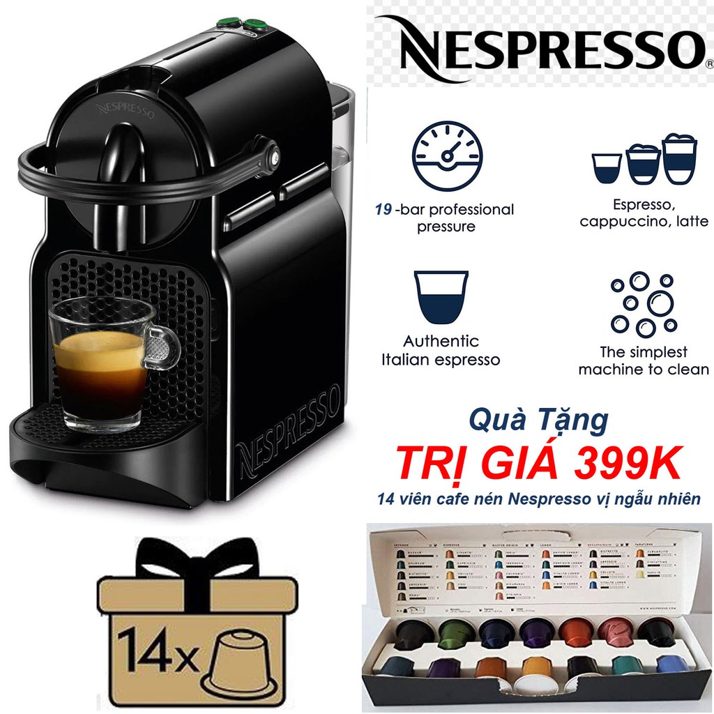 Máy pha cà phê viên nén Delonghi Nespresso Inissia Black - EN80.B/ Nespresso D40-US-BK-NE Inissia Espresso Maker, Black