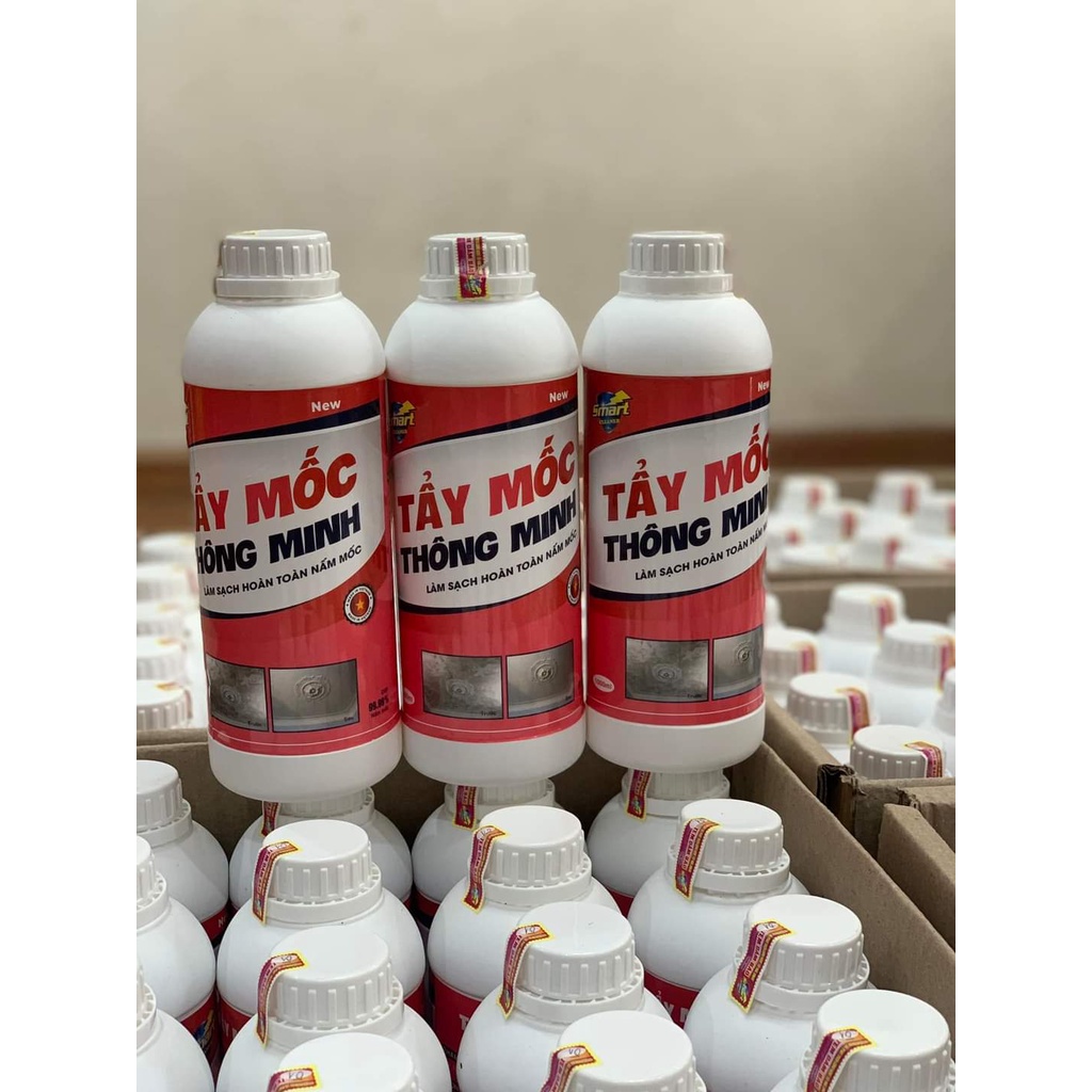 SMART TM - Dung dịch tẩy mốc Smart an toàn chai 1000ml làm sạch mốc tường, doăng cao su, chăn gối, quần áo trắng