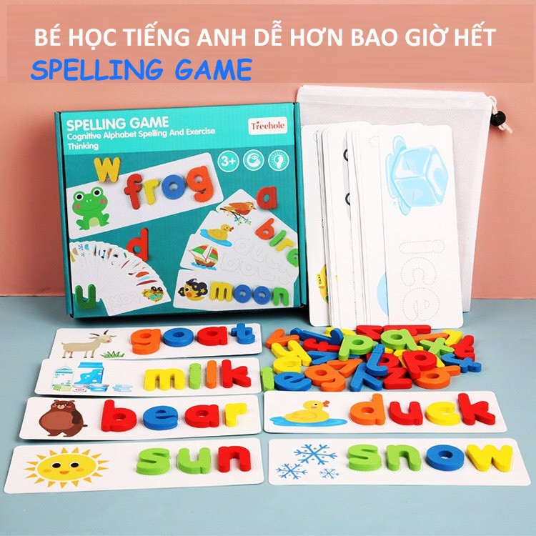 [Mã LIFETOYS1 giảm 30K đơn 99K] Bộ ghép chữ đánh vần tiếng Anh Spelling game bằng gỗ ETOYS giúp bé học tiếng Anh cực dễ