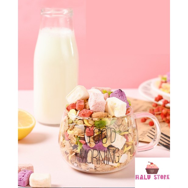 Ngũ cốc sữa chua mix hạt, hoa quả MEIZHOUSHIKE YOGURT, NUTS OATMEAL gói màu Tím 400g - Đài Loan