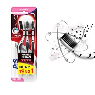 Bàn chải đánh răng P/S Than bạc Kháng khuẩn Bộ 3