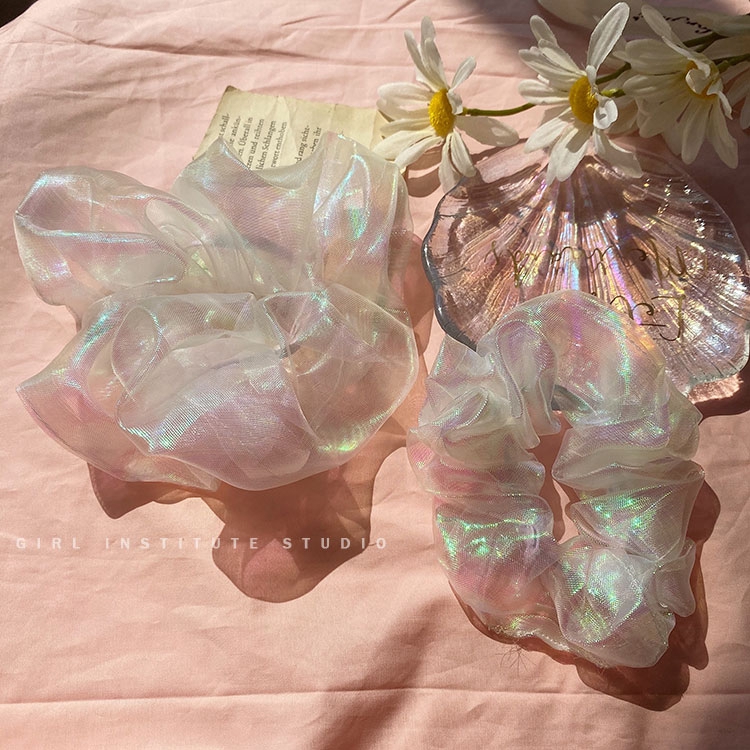 Dây buộc tóc đuôi ngựa bằng cao su bọc Organza lấp lánh dễ thương cho nữ | BigBuy360 - bigbuy360.vn