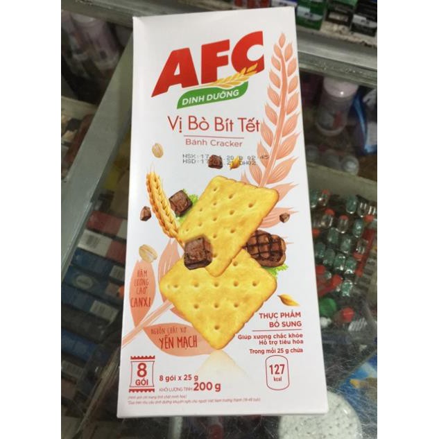 Bánh Crackers AFC Mặn Vị Rau& Lúa Mì hộp 8 gói 200g