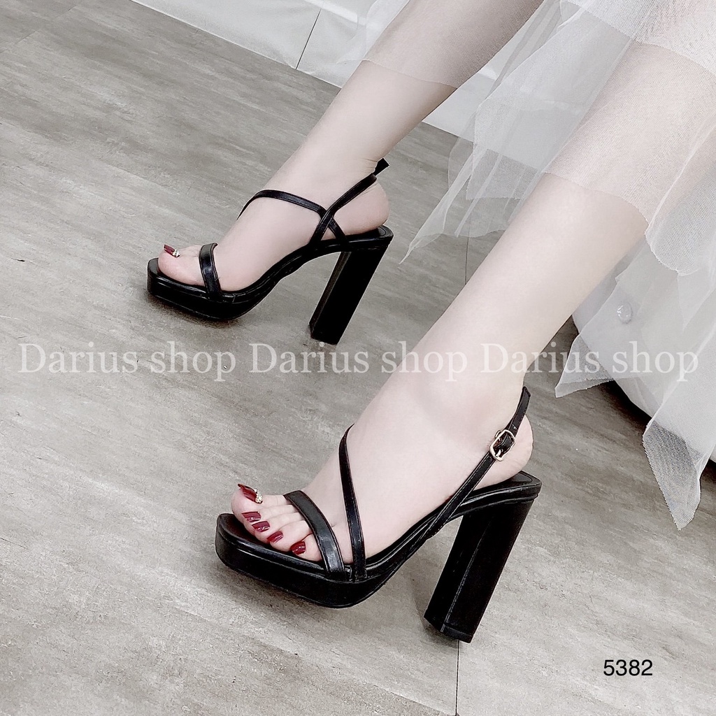 Giày SANDAL dây đan chéo đế vuông hở gót cao 12 phân - 5382